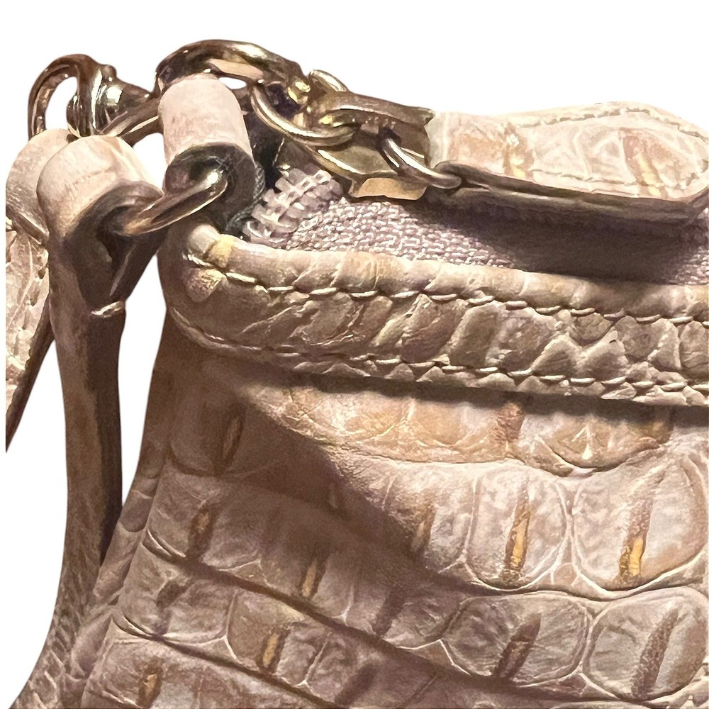 Dooney & Bourke Beige Crocodile Embossed Leather Wristlet Small Bag - Picture 9 of 11